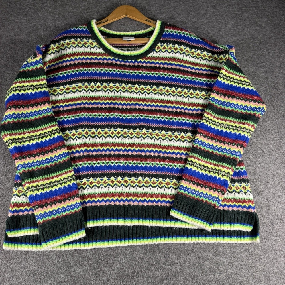 Cabi Moorland Womens Size LG Pullover Crew Neck Sweater Multicolor Stripe